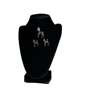 Vintage silver tone set of 3 horse pins brooches
